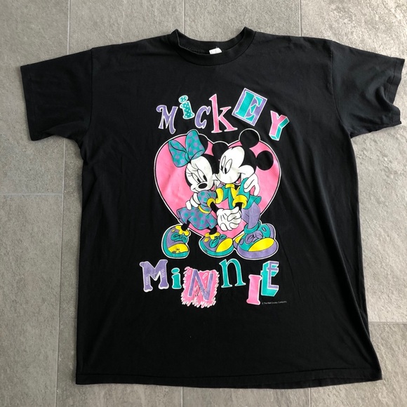 Disney Tops - Vintage Disney Mickey Minnie Black Tshirt 2x Plus